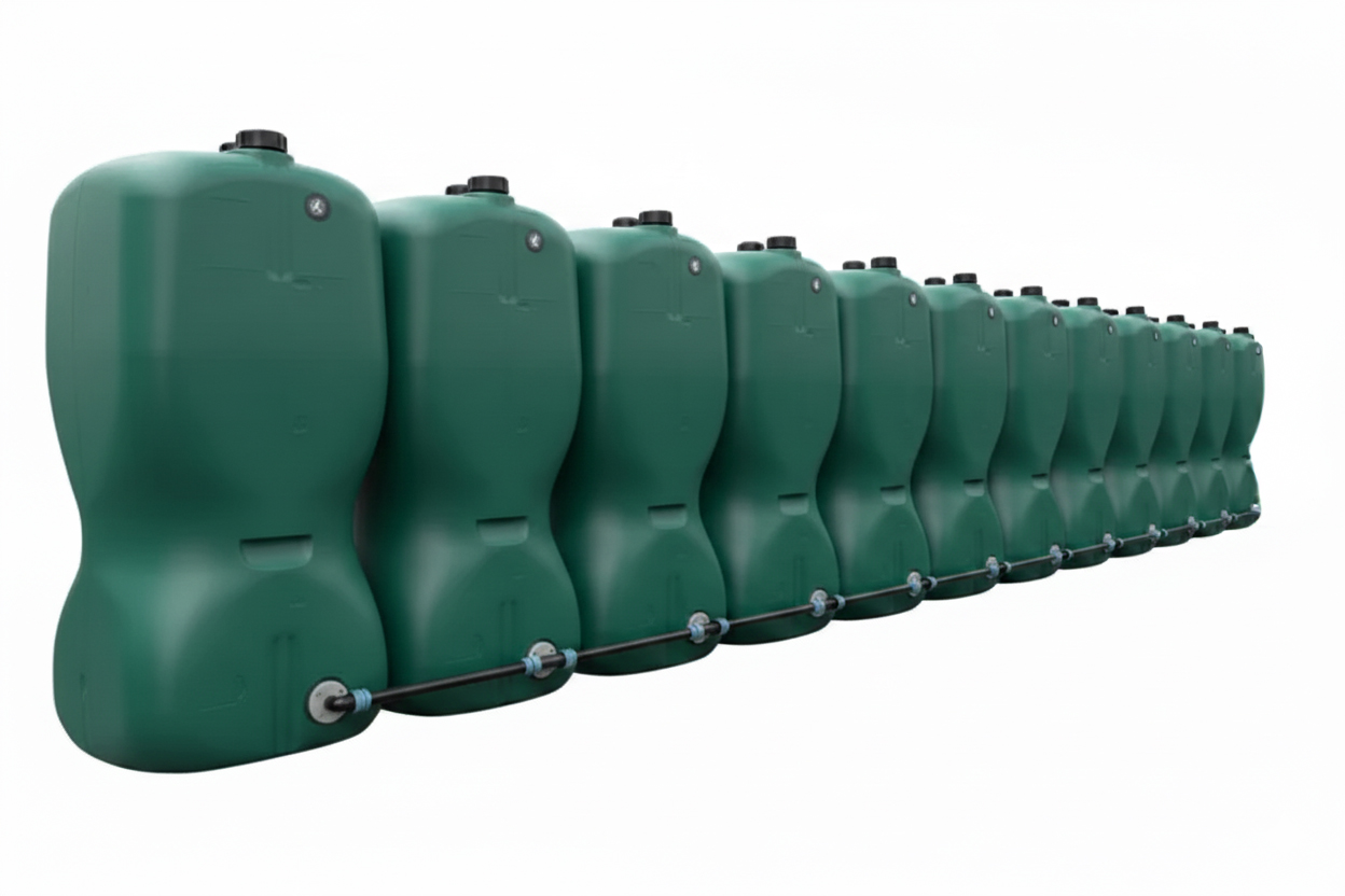 Citerne à eau de pluie rectangulaire aérienne - 12 Cuves de 750 L